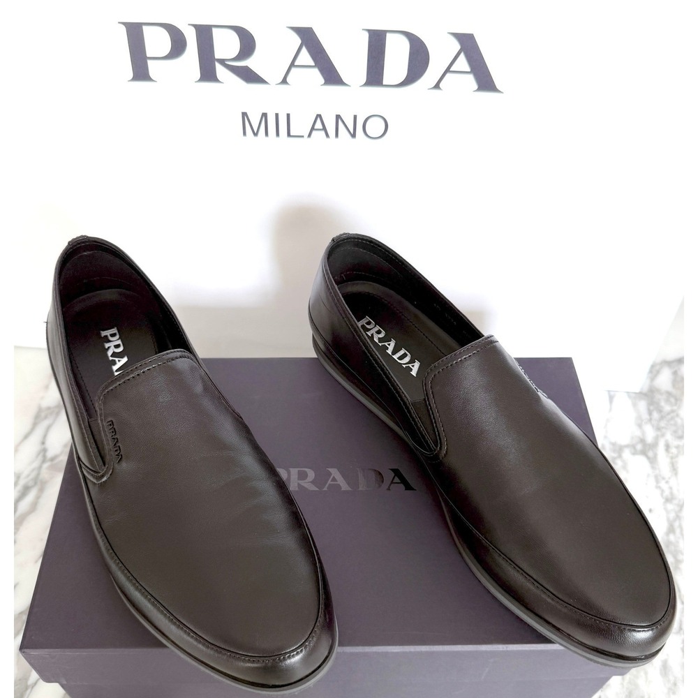 PRADA 4D3224 Black Soft Leather Loafers Shoes - NEW - US 11.5 UK 10.5